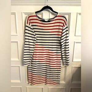 Lacoste knit dress- red cream blue dress size 36